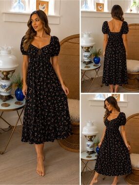 SHEIN “Frenchy” Cottagecore Floral Midi Dress | Size Medium | NWT 🌼
